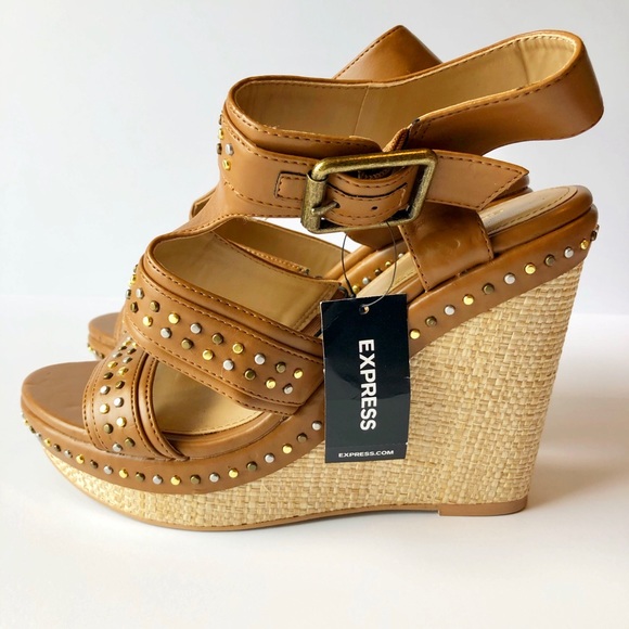 Express Shoes - Express Platform Wedge Studded Sandals sz 9